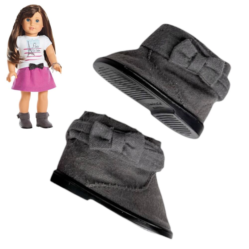 American Girl Grace Thomas Boots Gray Flannel Bow Bands Meet Accessory Shoes